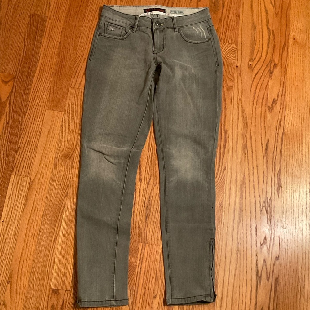 Chip & Pepper Steamer Lane Skinny Straight Leg Jeans Distressed Gray Stretch Sz5